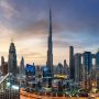 Dubai,Skyline,At,Sunset,With,Burj,Khalifa,-,Aerial,View,